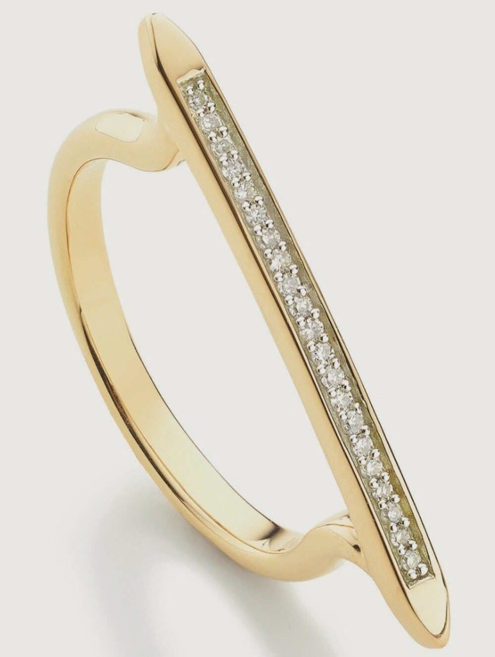 Monica Vinader Skinny Stacking Ring - 18k Gold Vermeil & Diamond - Size 7.5
